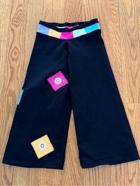 Black Capris with Colorful Waistband and Patch Accents